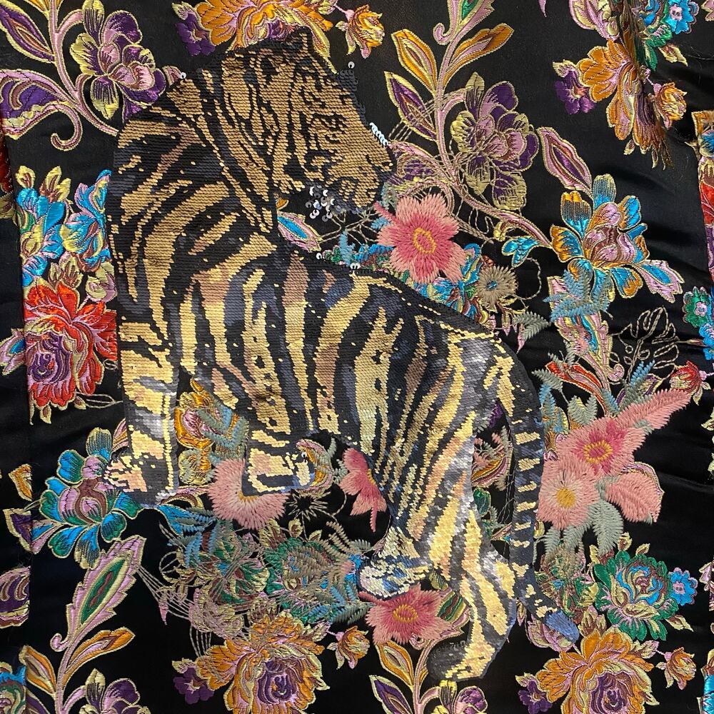 Johnny Was Sofie Jacquard Coat Womens Size Medium Embroidered Sequin Asian Tiger - Picture 6 of 10
